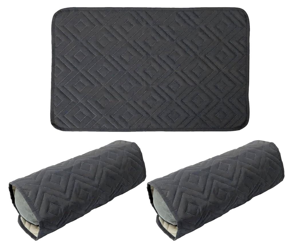 Kopfstützenschutz für Liegesessel, Schonbezüge für Möbel, Armlehnenbezüge, Kopfschutz für Couch, Sesselbezüge, Groß (Grau, 1 Sitz, 3 Teile)