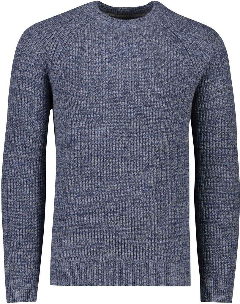 Barbour Pullover blau melierte Wolle normale Passform