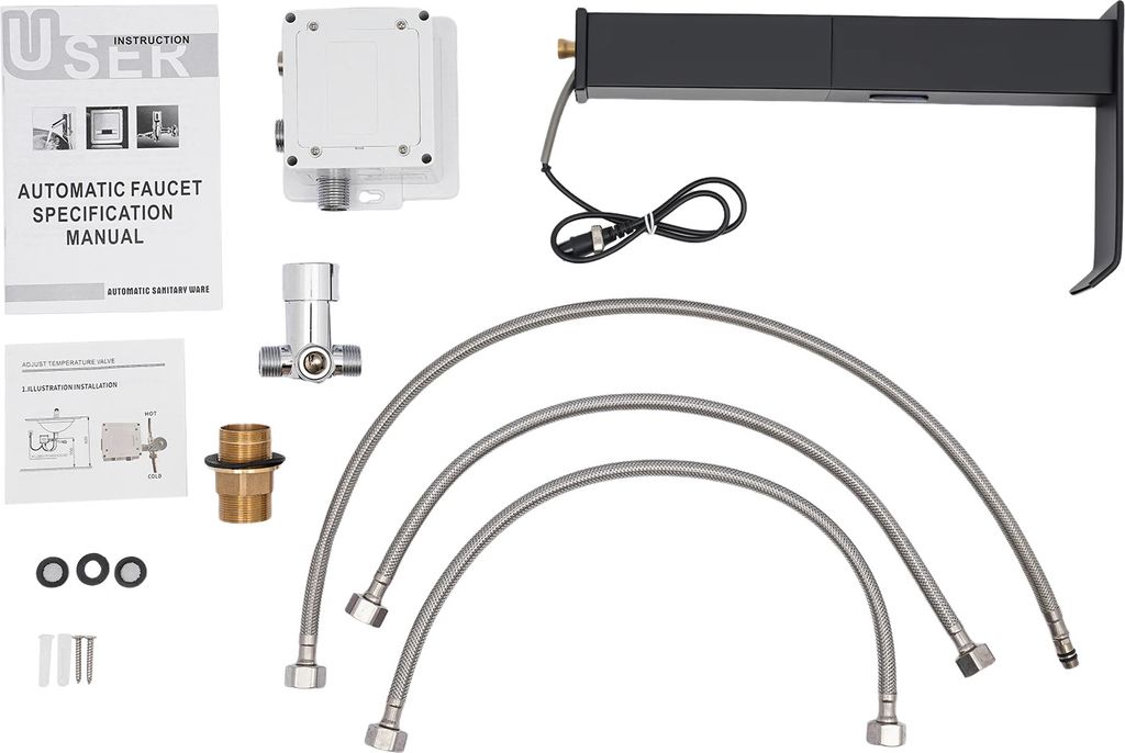 Berührungsloser Sensor-Wasserhahn, Wasserfallauslauf, einstellbares Temperaturventil, Typ2