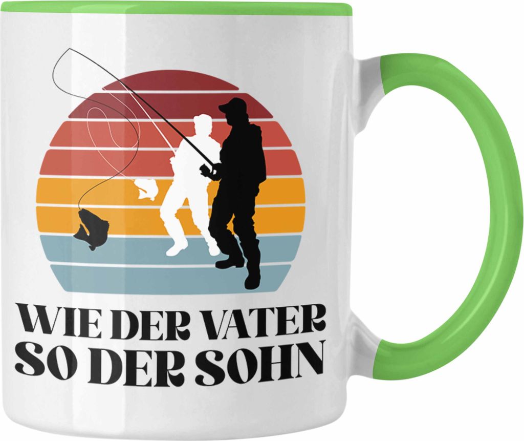 Trendation - Angler Tasse Geschenk Männer Sohn Spruch Lustig für Fischer Geschenkidee Angeln Becher (Grün)