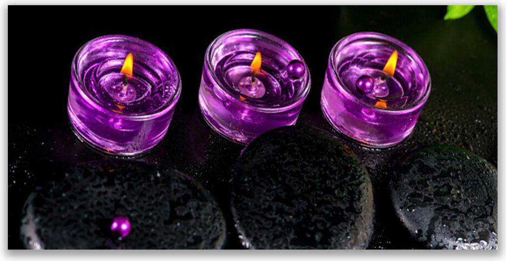 Glasbilder 140x70 Wandbild Druck auf Glas Kerzen Steine Kunst