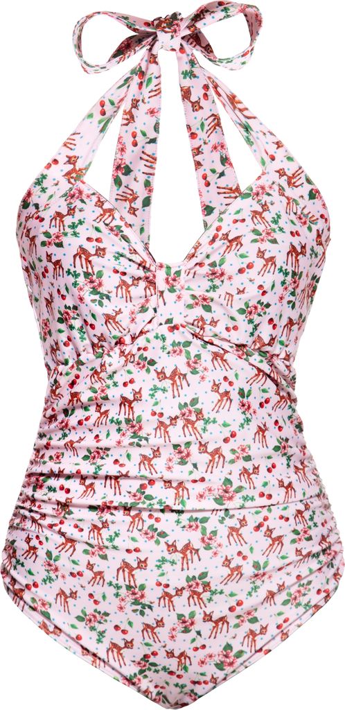 QUEEN KEROSIN Badeanzug Im Vintage-Design Deer Rosa 4Xl