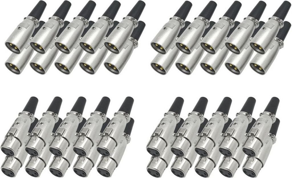 40x ARLI XLR Set – 20x Stecker + 20x Kupplung 3-polig Produktbild 