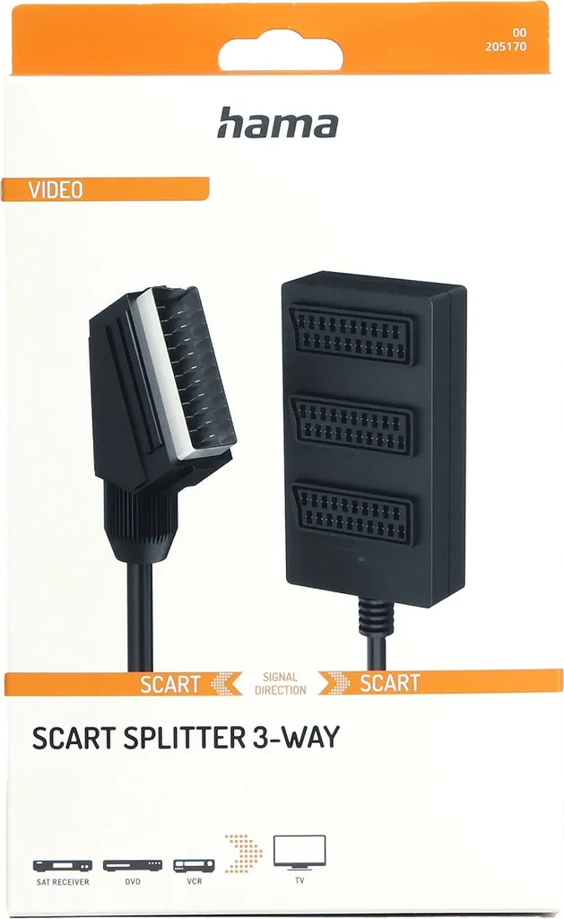 Hama 00205170 Cavo SCART 0,5 m SCART (10-pin) 3 x SCART (21-pin) Nero