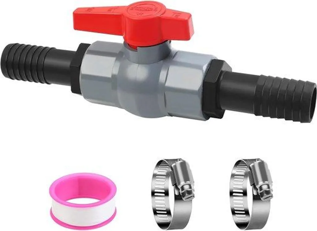 Vanne d'arrêt PVC 32 mm avec raccord de tuyau pour filtration piscine