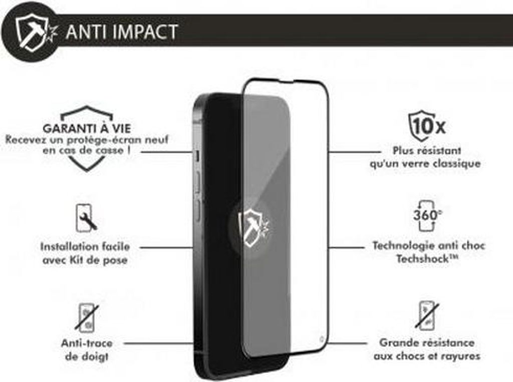 Force Glass, Glas-Folie 3D Anti-impact Apple iPhone 13/13 Pro/14, Transparent