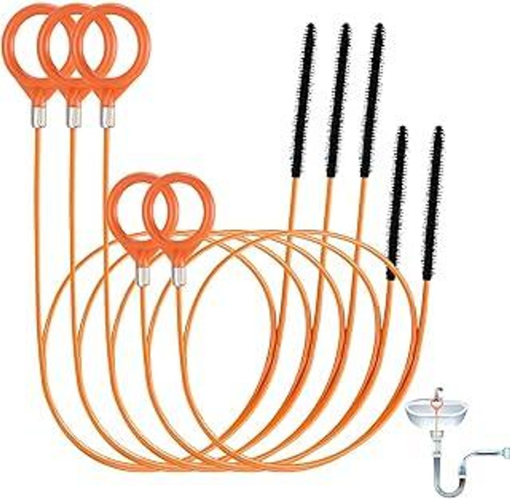 5 Stück Abflussreiniger Spirale, 87CM & 130CM, Unzerbrechliches Edelstahl Abflussreiniger Sticks, Rohrreinigungsspirale für Badezimme Steckloch K...