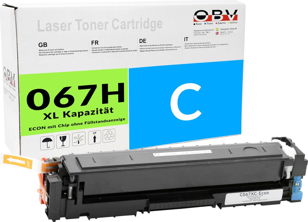 Kompatibler Toner für i-SENSYS MF 657 Cdw LBP-633 Cdw als Ersatz für Canon 067H Cyan - ca. 2350 Seiten - C067XC-Econ