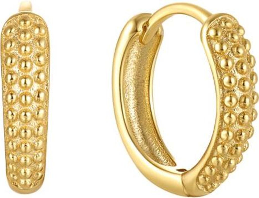 Suzan Gold Vergoldete Creolen aus 925 Silber für Damen mit gehämmerter Struktur | Stilvolle, goldfarbene Ohrringe Goldgrain im glänzenden Desi...