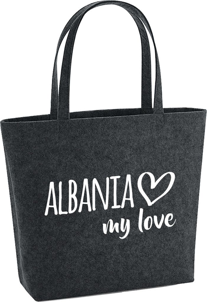 Huuraa Filzshopper Albania my love 22 Liter Charcoal Melange Filztasche Geschenkidee