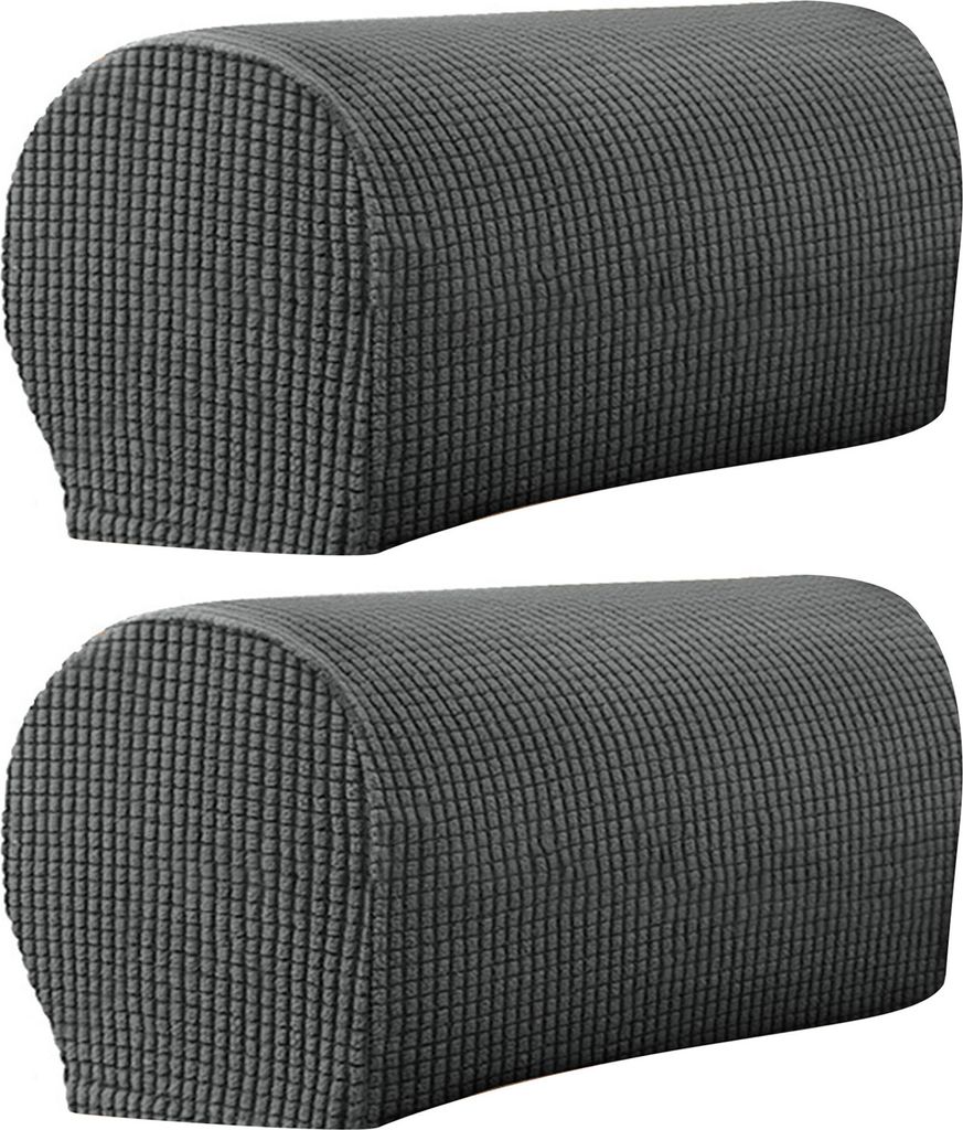 2pcs Sofa Arm Protector Anti-Slip High Elastic Polyester Einfach zu installieren Armlast Deckungen Haushaltsvorräte-Dunkelgrau