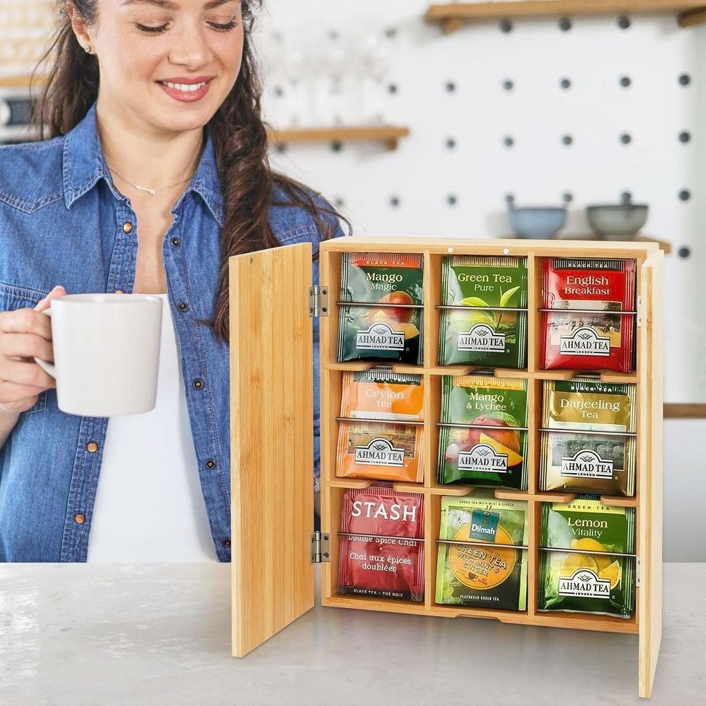 Bambusová čajová krabička, 9 priehradiek - nástenný Obrázok produktu 