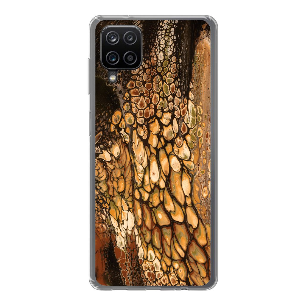 MuchoWow Handyhülle Schutzhülle Hülle für Samsung Galaxy A12 Farbe - Braun - Farbe gießen Silikon Softcase Handy Hülle - Bild