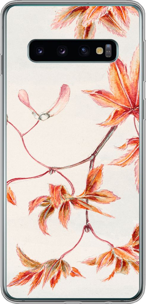 MuchoWow Handyhülle Schutzhülle Hülle für Telefoonhoesje Samsung Galaxy S10 Japanischer Ahorn - Herbst - Vintage Silikon Softcase Handy Hüll...