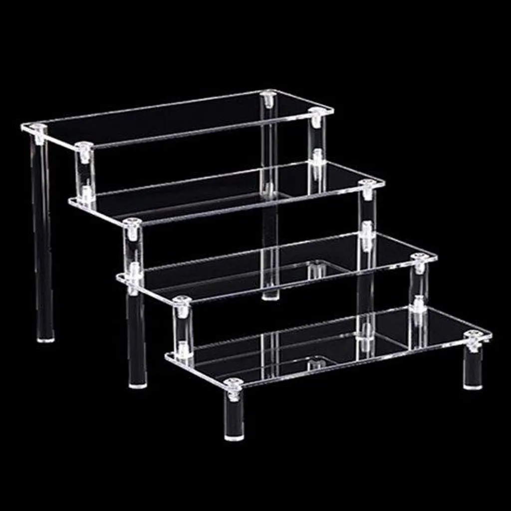 Étagère acrylique transparente robuste à 4 marches gain de place 30cm