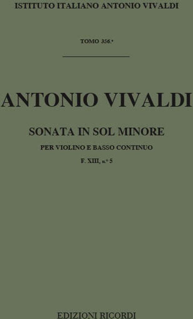 Sonata Sol Minore Per Violino E Basso Continuo, R 13/F Xiii:5 Partitura