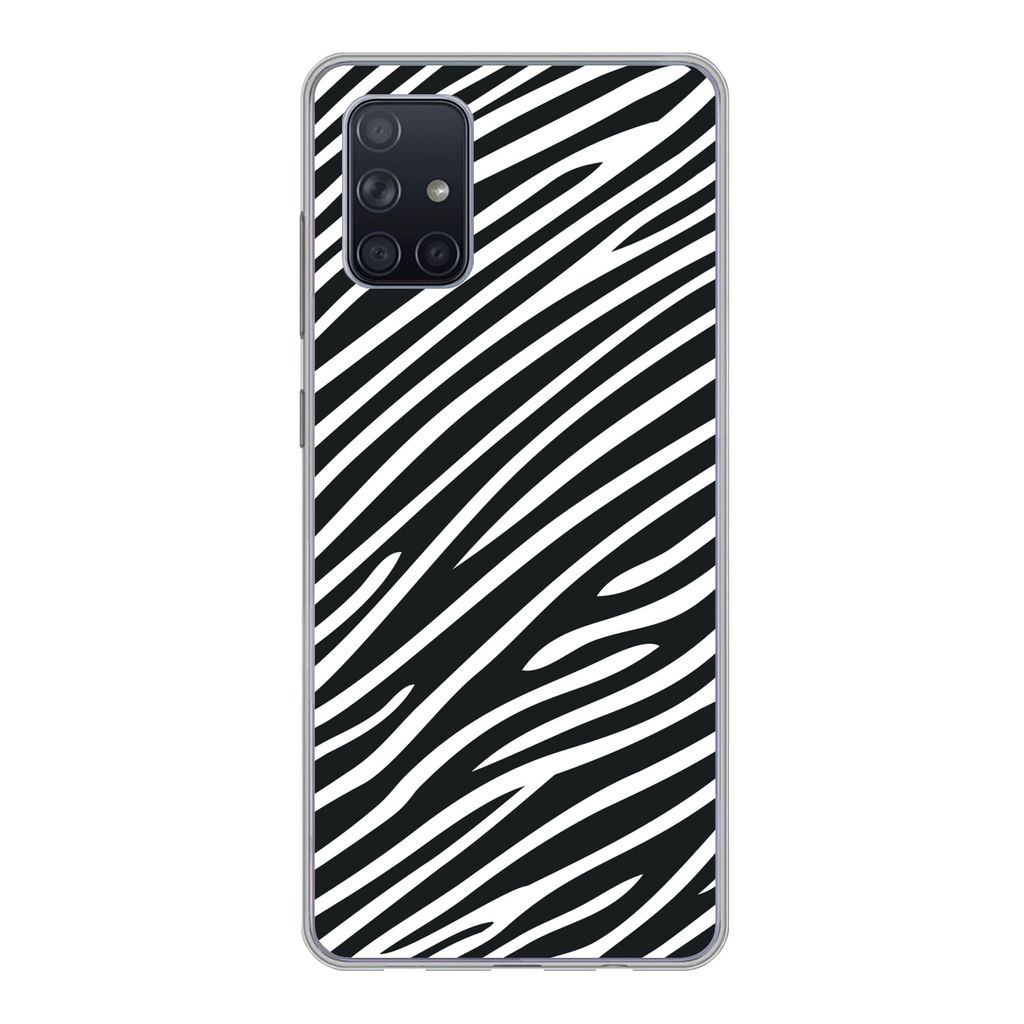 MuchoWow Handyhülle Schutzhülle Hülle für Samsung Galaxy A51 Tiermuster - Zebra - Schwarz Silikon Softcase Handy Hülle - Schutzabdeckung