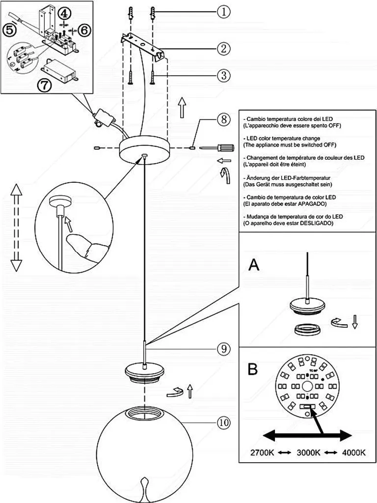 Suspension Ariel Fabas Luce Dimmable - Éclairage LED 14W Haute Qualité - 4