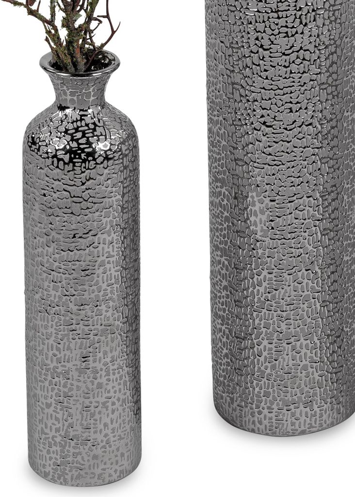 CreaFlor Bodenvase Avion 40cm - Creme Grau Keramik Vase