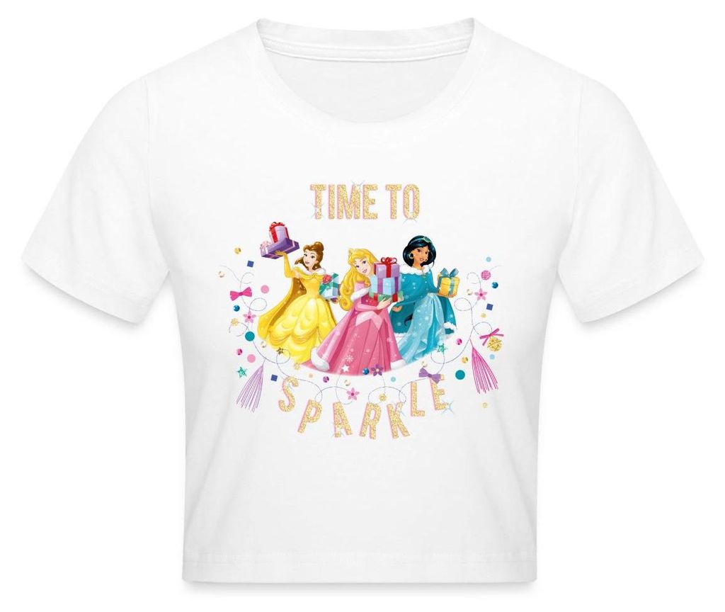 Belle, Aurora & Schneewittchen Time To Sparkle Crop Top, M, Weiß