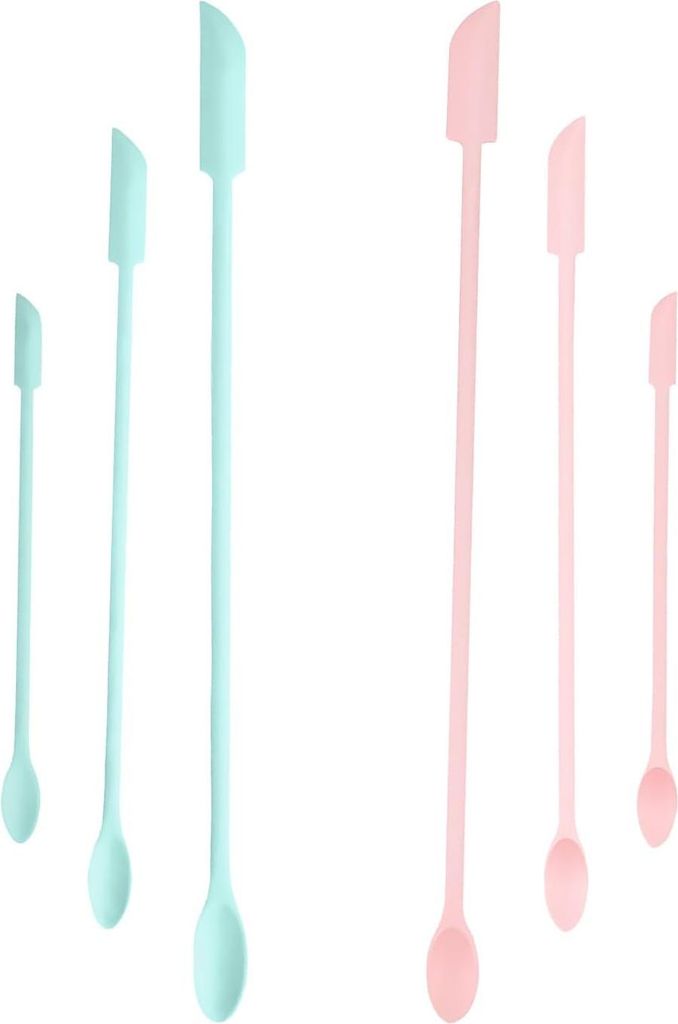 Mini Silikon Spatel Set - 6er-Pack Doppelte Marmeladen-Spatel und Make-up Spatel - Küchen- und Beauty-Spatel für schmale Töpfe - Geeignet für M...