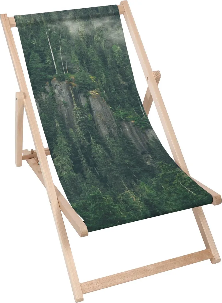 Lettino Dreamroots pieghevole in legno, legno di faggio fino a 130 kg, lettino pieghevole con regolazione dell'inclinazione dello schienale a 3 livelli,The Rain Forest