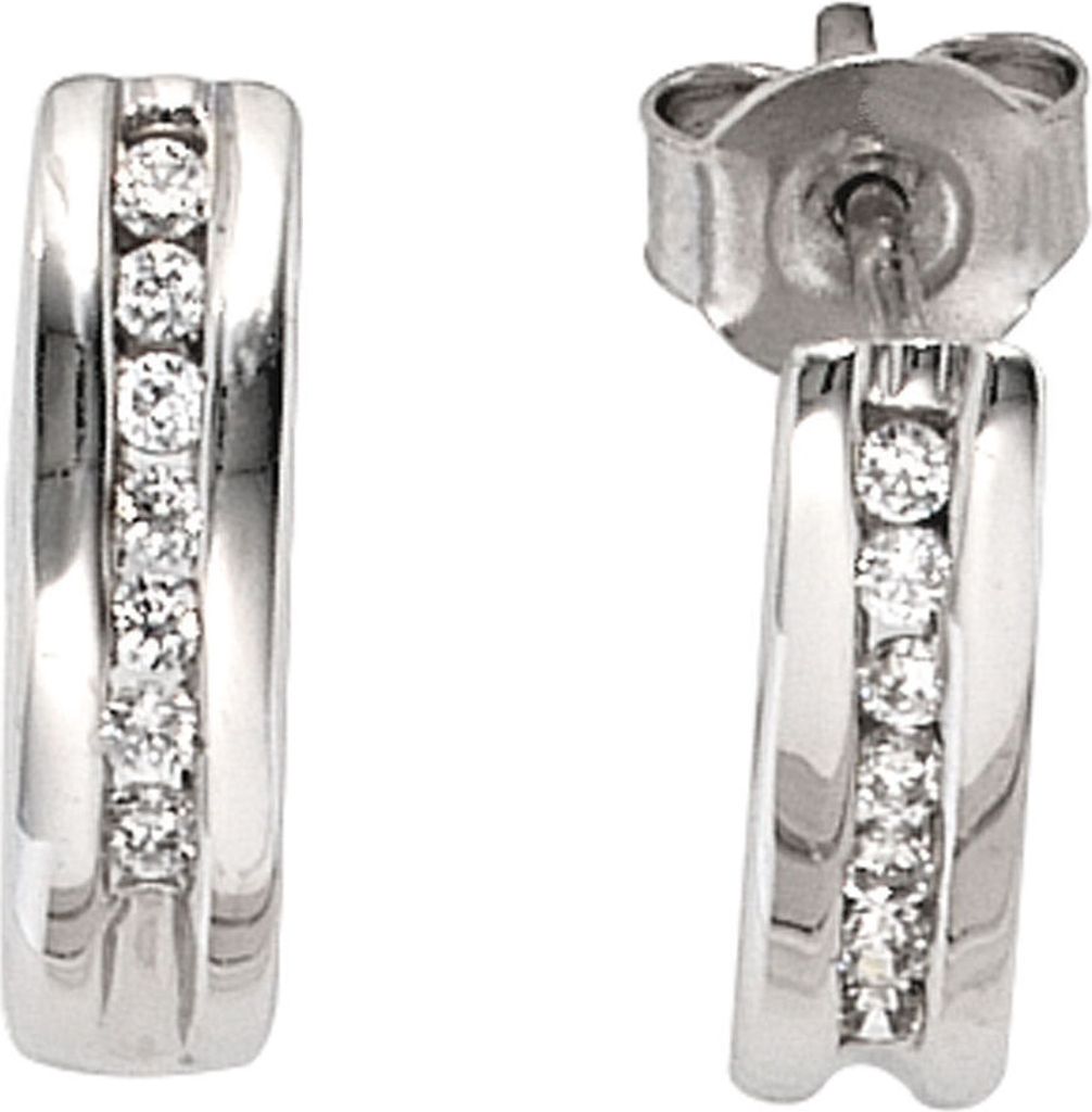 Creolen Halbcreolen mit Stecker 14 Diamanten Brillanten 585 Weißgold