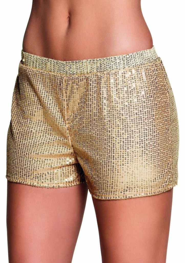 Hotpants Short Damen Pailletten Gold mit one size