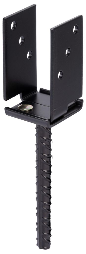 Alberts U-Pfostenträger Pfostenträger - breitenverstellbar - Typ370 - schwarz - kunststoffbeschichtet, schwarz, 1 Stück