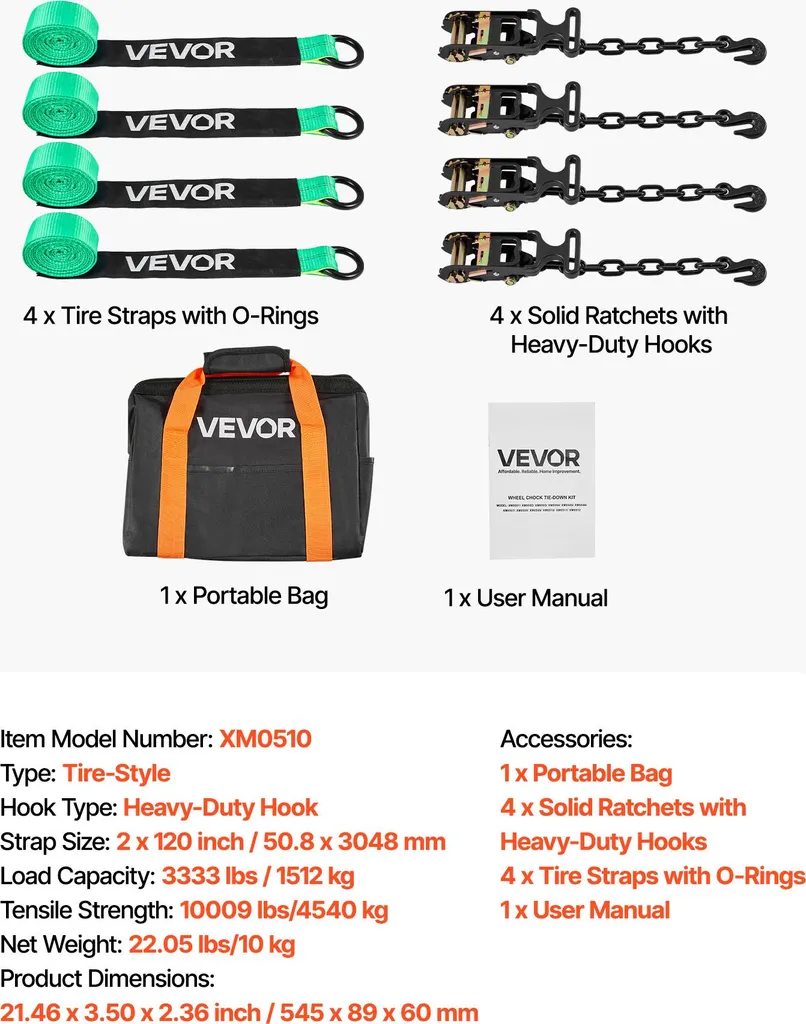 Sangle de Transport pour Remorque et Moto Kit de Fixation Roue 3m - 7