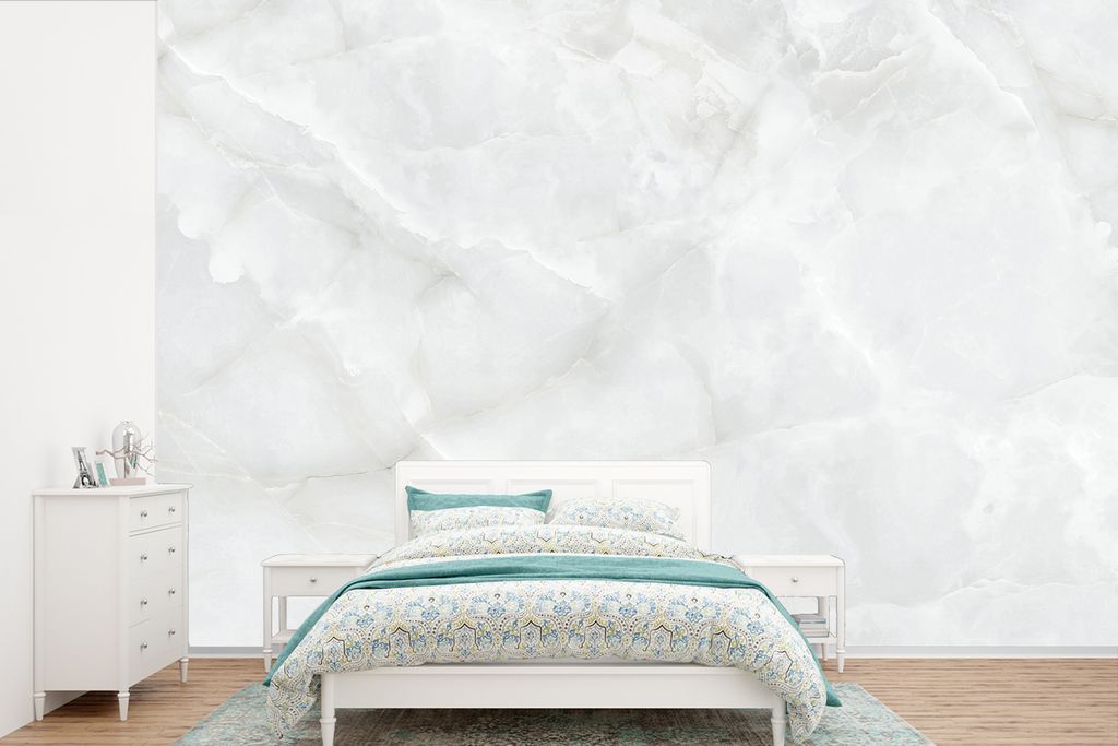 MuchoWow Fototapete für Wohnzimmer oder Schlafzimmer Wandtapete Vinyl Motivtapete Marmor - Weiß - Chic - 330x220 cm - Fototapeten
