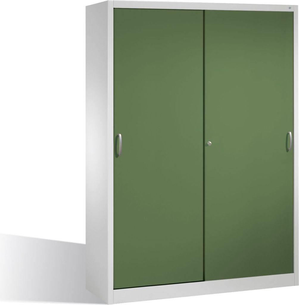 CP Stahlschrank 2159-00 S10113 lichtgrau, rededagrün 160,0 x 50,0 x 195,0 cm, aufgebaut