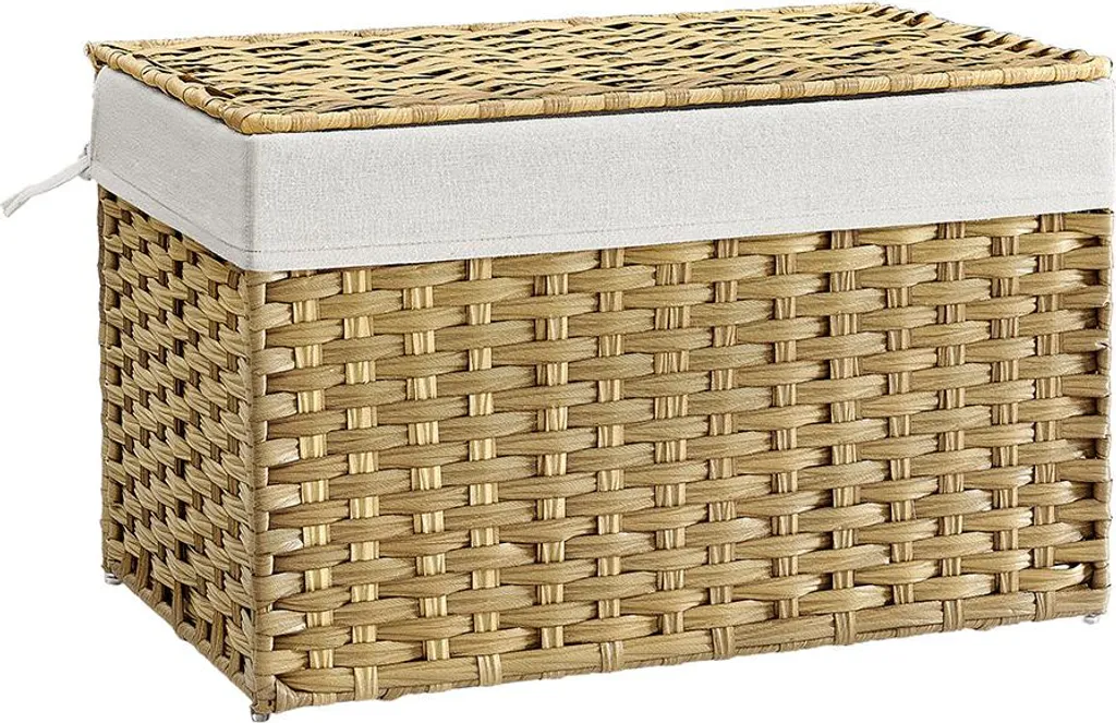 Panier à linge 105L anti-odeur en rotin synthétique avec sac transportable