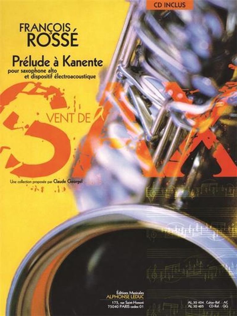 Prélude à Kanente (+CD)pour saxophone alto et disposifif