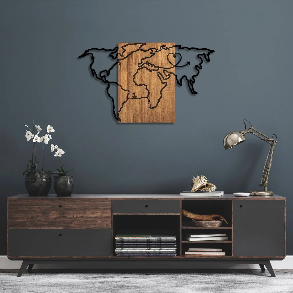 Decorazione Parete Industriale Wallity SKL2303 Noce e Metallo 118cm