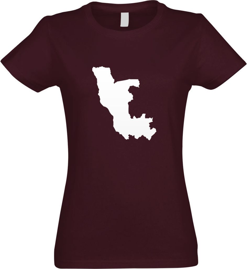 Kiwistar - T-Shirt tailliert - Damen - Burgund - Kongo, Republik Umriss Kontur - mit Motiv Bedruckt - Funshirt Design - Sport - Freizeit - Damen - M