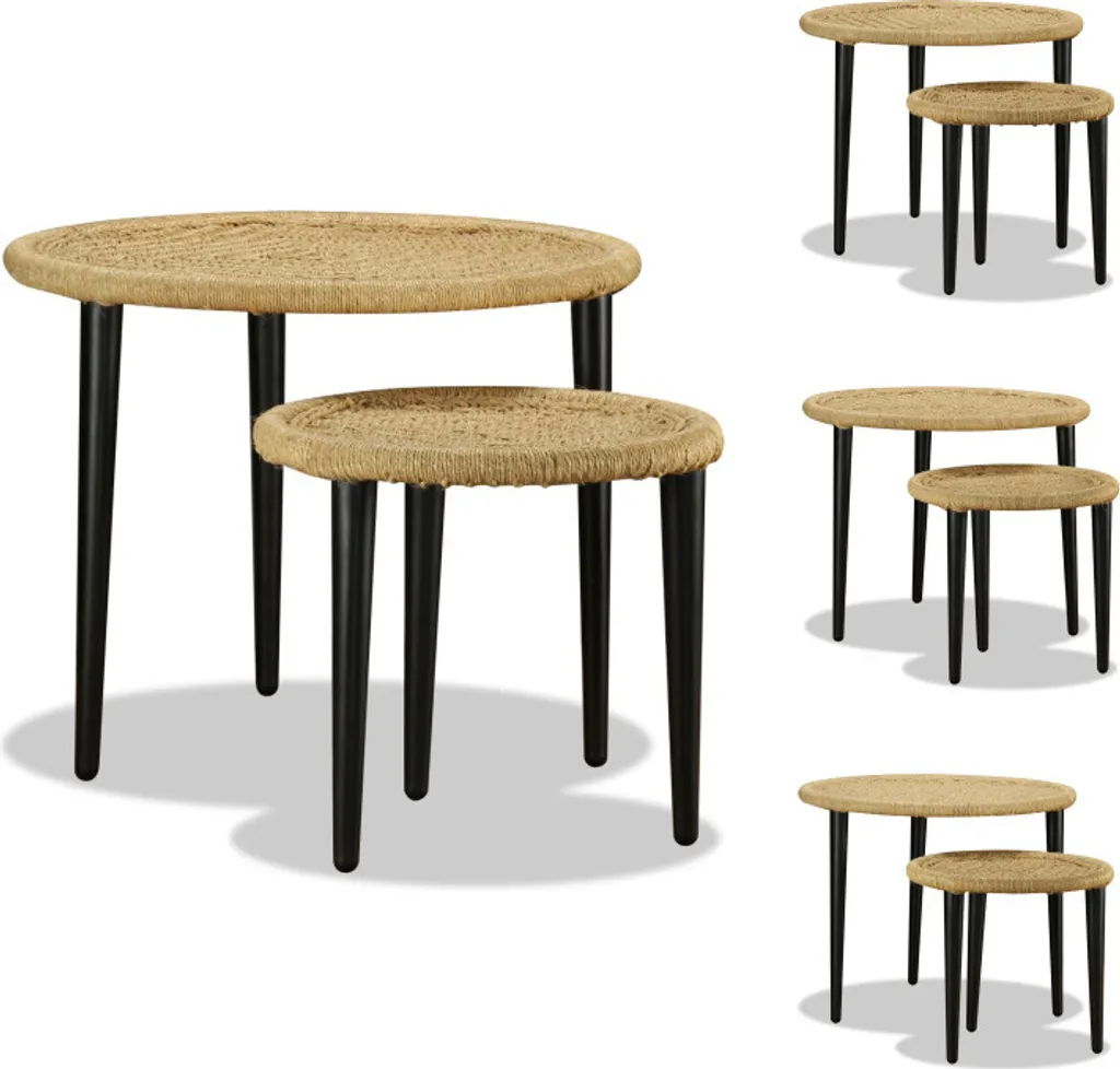 Ensemble tables basses vidaXL en jute - Idéal pour déco salon naturel