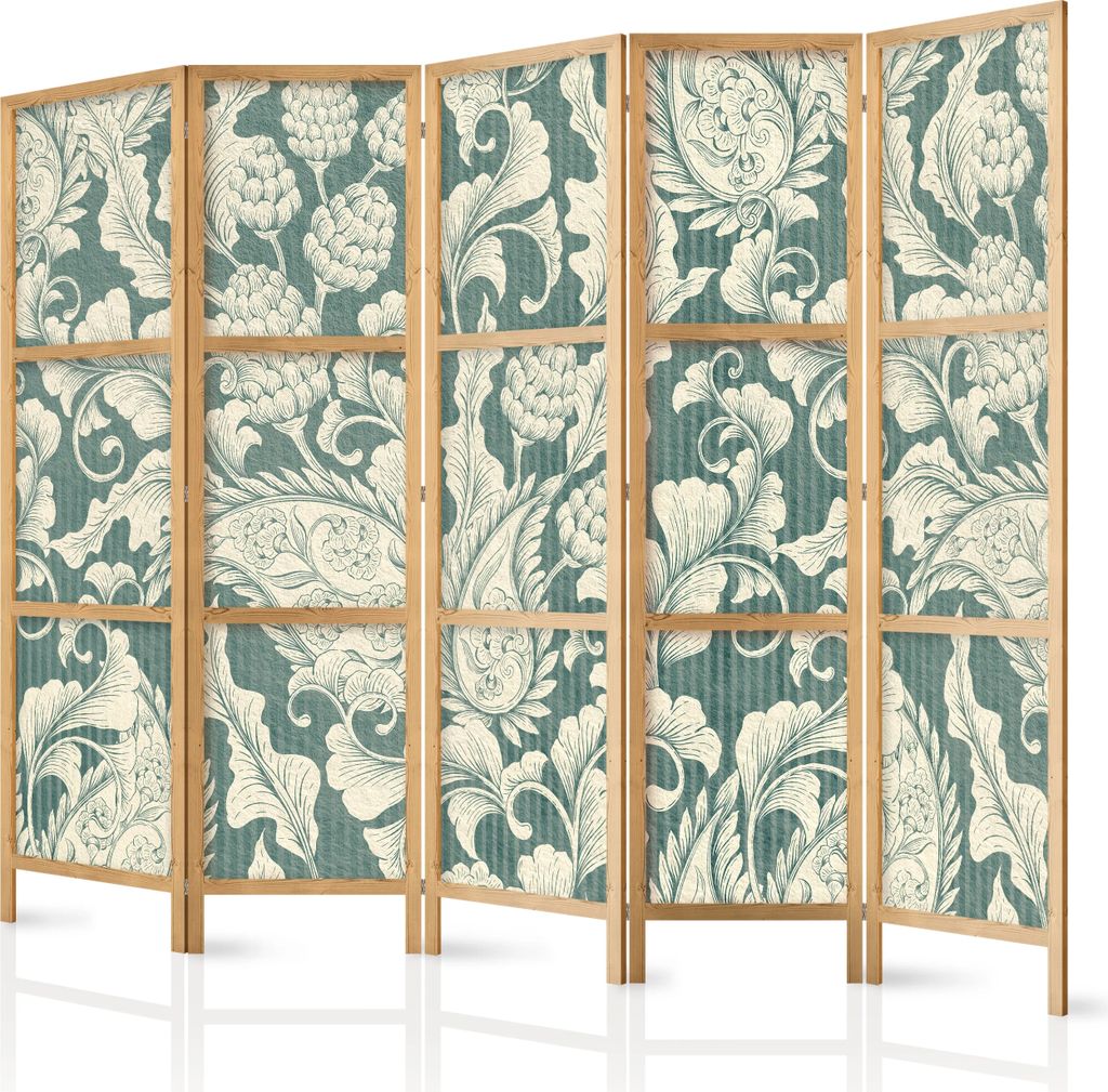Japonský paraván Pozadí a vzory 225x172 cm 5dílný černý Obrázek produktu 