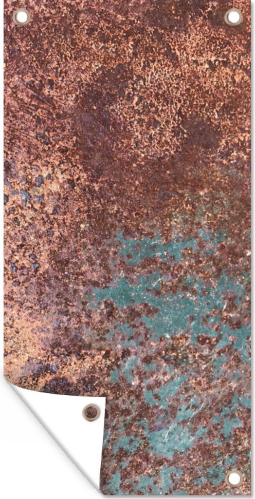 MuchoWow 80x160 cm Outdoor-Poster Gartendeko Sichtschutz Garten Poster für den Garten Rost - Eisen - Türkis