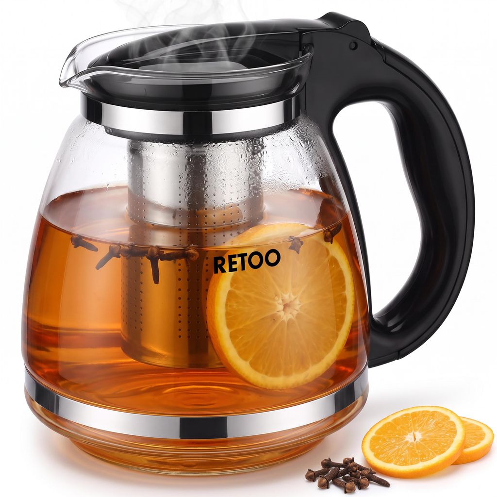 Théière en verre 2 l 2000 ml avec filtre en acier Image du produit 