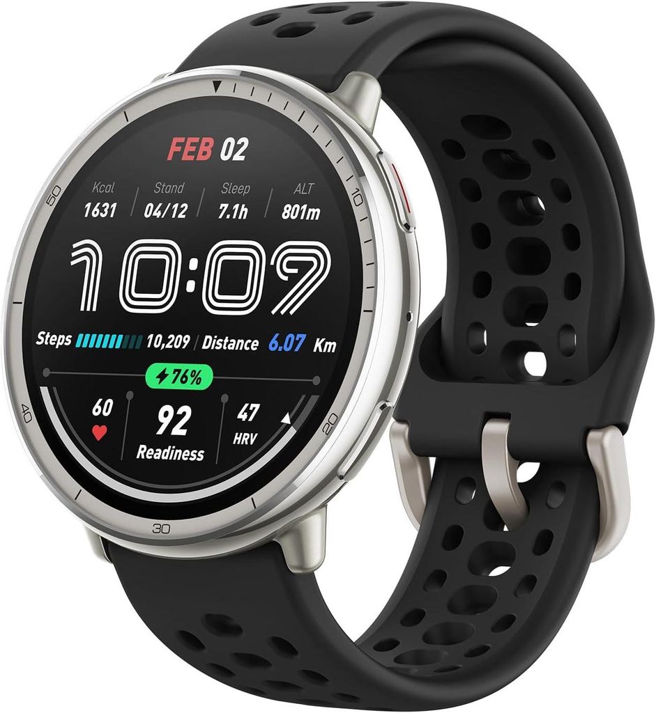 AMAZFIT Active 2 Smartwatch 44 mm mit GPS Karten, 160+ Sportmodi, 10 Tage Akku, Fitnessuhr mit Schlafmonitor, Sprachsteuerung, wasserdicht
