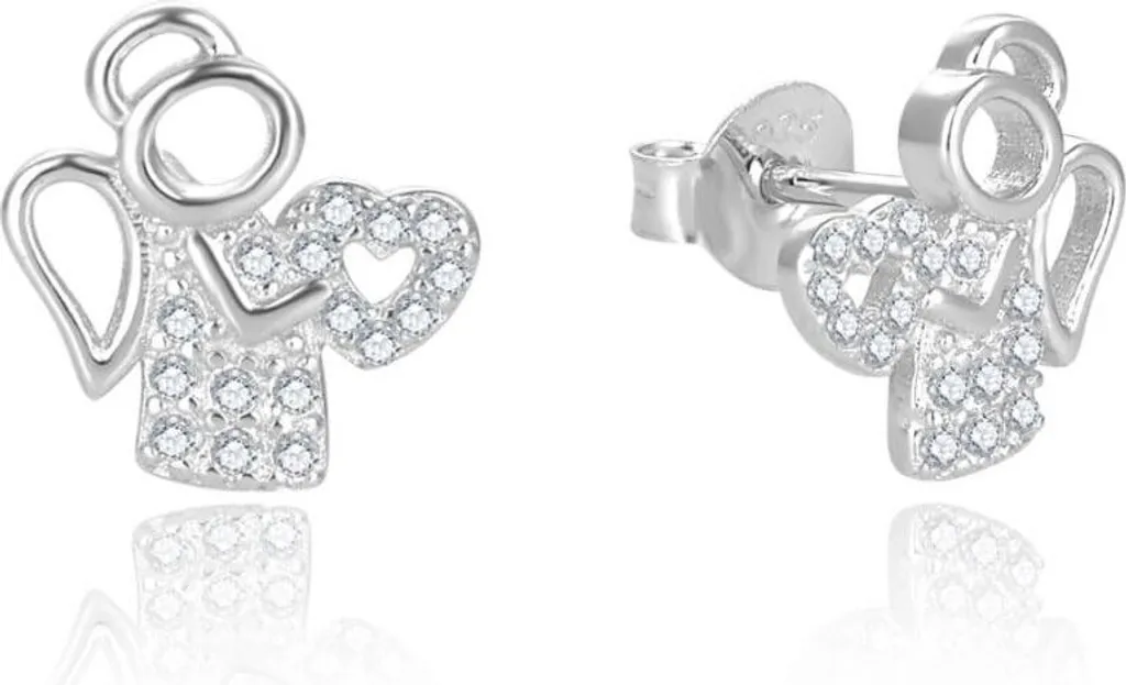 Boucles d'oreilles ange aux reflets argentés, finition douce AGUP2666