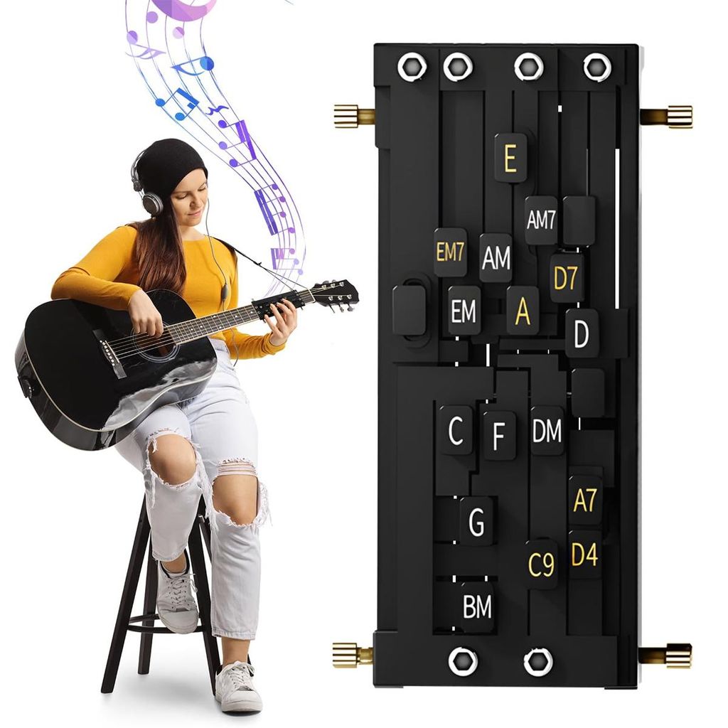 Gitarrenakkord-Hilfe, Gitarren-Akkordtrainer, Gitarrenzubehör, Saiteninstrumente,Gitarren-Lernhilfe, Gitarrenakkordspieler mit Ein-Tasten-Bedienung