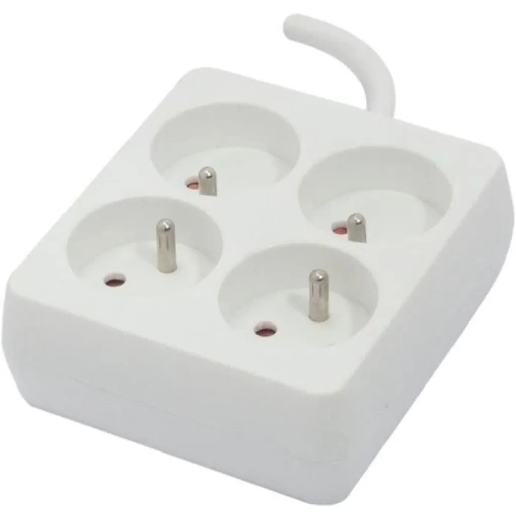 Multipresa Bianca 4 Posti 16A Quadrata per Cucina e Piccoli Spazi
