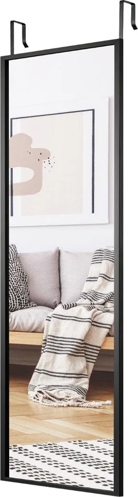 Miroir mural noir pleine longueur sans perçage pour porte de chambre