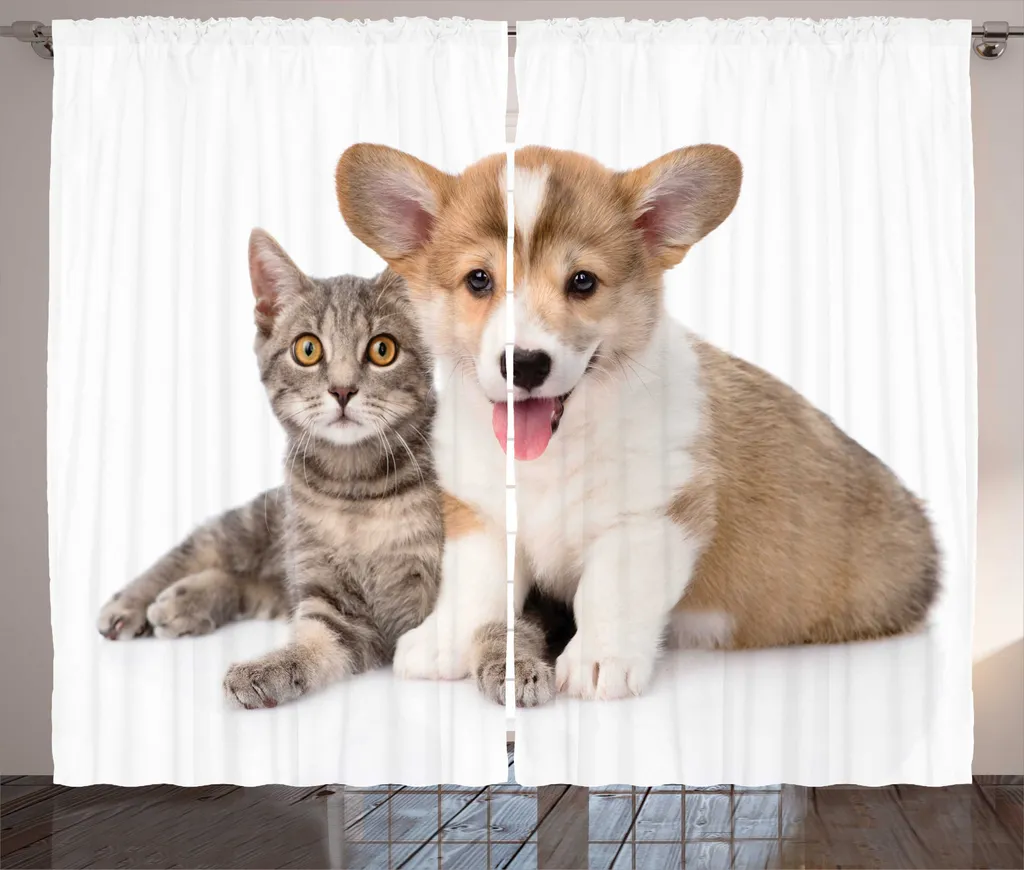 Tenda Arredo Corgi e Gatti ABAKUHAUS 280x245 cm Marrone Sabbia