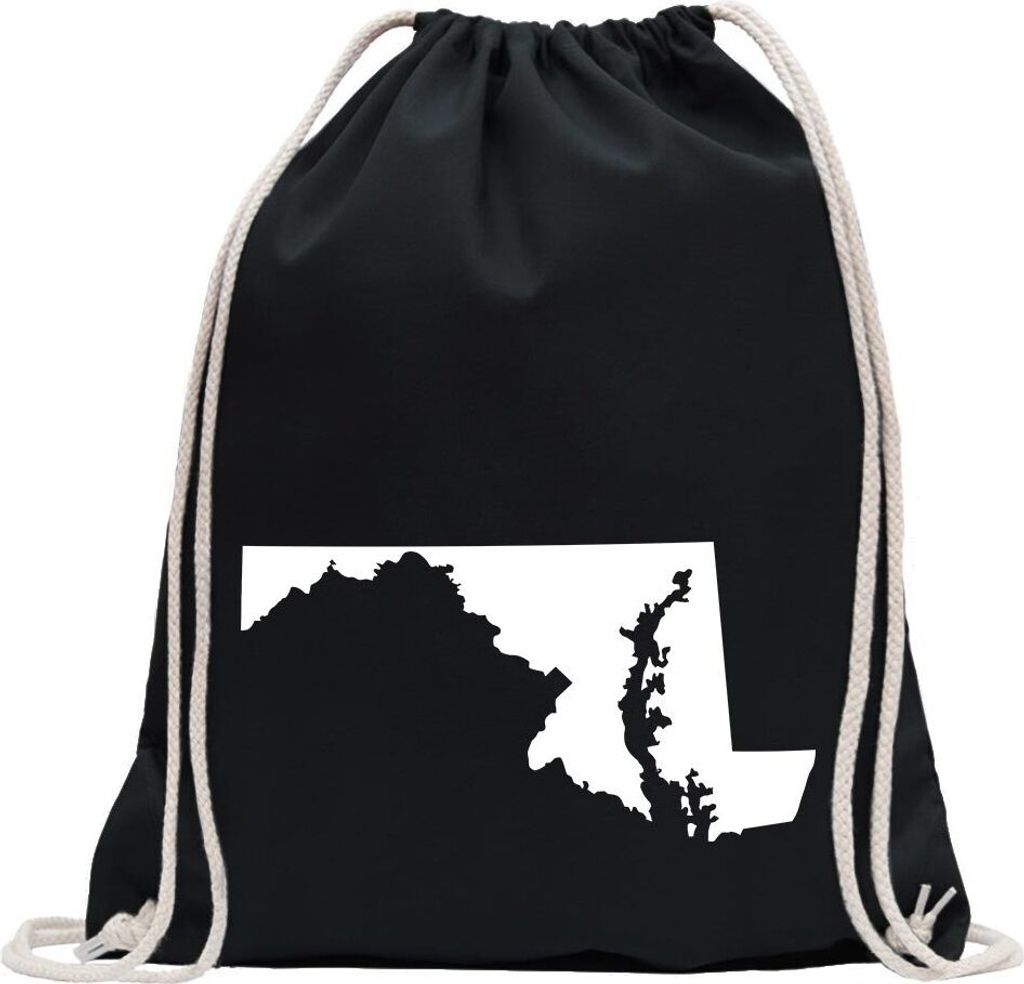 Kiwistar - Turnbeutel - schwarz - USA - Bundesstaat - Maryland - Fun Rucksack Sport Beutel Gymsack Baumwolle mit Ziehgurt