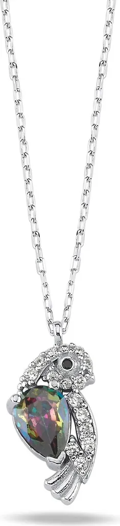 Collier Argent 925 Topaze Mystique Irisée et Hibou Cisèle, Éclat Durable