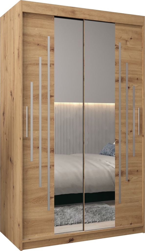 Kleiderschrank, Schiebetürenschrank Schlafzimmer, Schrank mit Spiegel YORK 1 120 cm