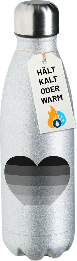 Huuraa Trinkflasche Heterosexuell Flagge LGBTQ Herz 500ml Silver Edelstahl Wasserflasche Trinkflasche Geschenkidee